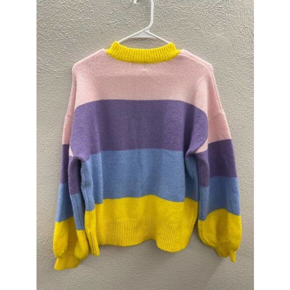 Women's Lauren Taylor Sweater Size Small Color Block Long Sleeve Pullover - Picture 6 of 9